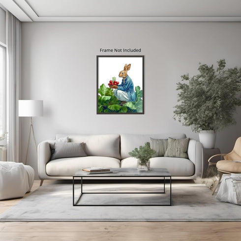 Posterizer 1 pcs-whimsical magical cute farmer bunny rabbit 3-Kids Room Art-Art for Animal Lovers-Gift for Daughter, Son, Kids- unframed wall art...